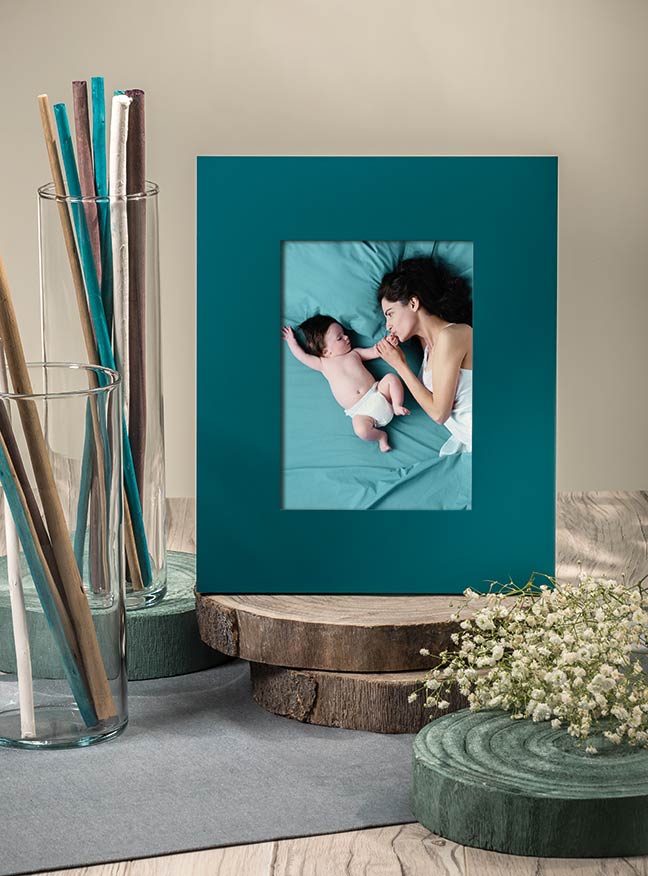 Cornice portafoto in legno colore azzurro VES made in italy