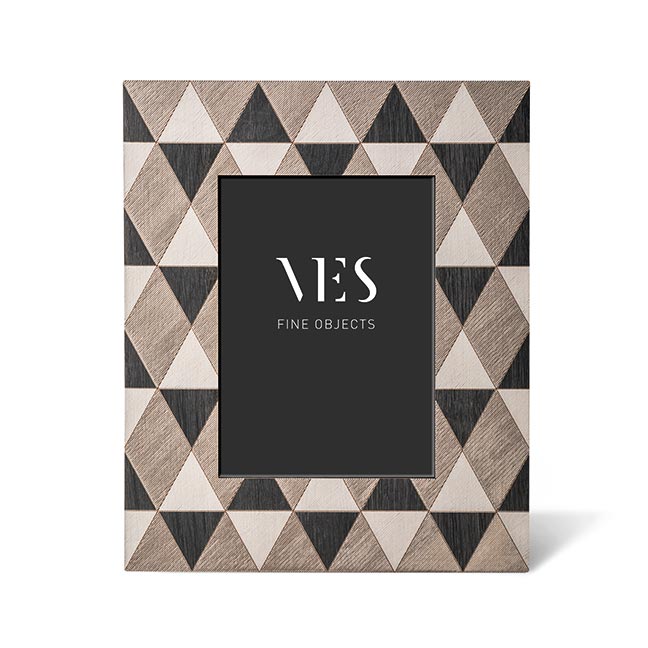 Cornice portafoto in legno inciso motivo geometrico VES made in italy
