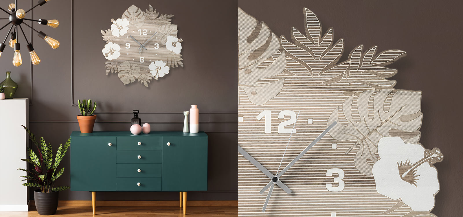 VES fine objects orologi da parete in legno inciso