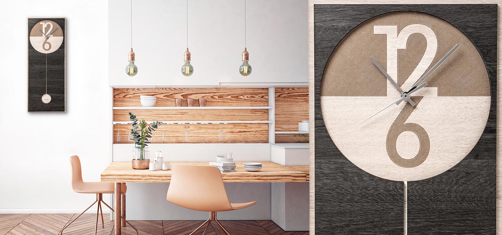 VES fine objects orologi da parete in legno inciso