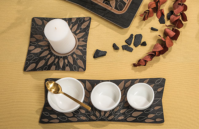 VES vassoi e sottobicchieri in legno inciso fatti in italia