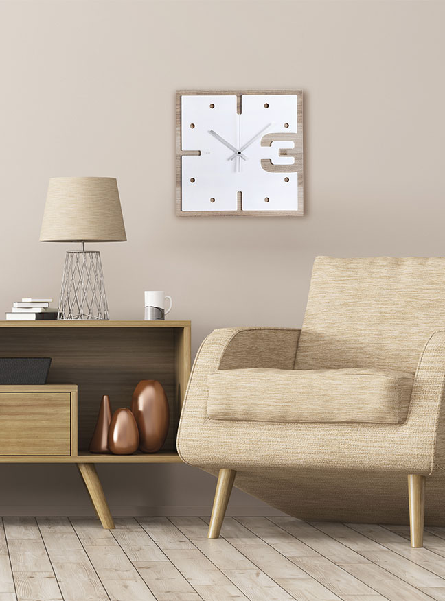 VES orologio design quadrato da parete in Krion K-Life made in italy