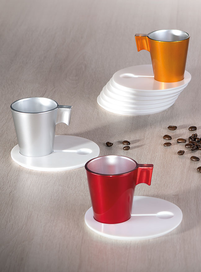 Servizio da caffè colori assortiti in krion k-life design moderno made in Italy Ves Fine Objects 