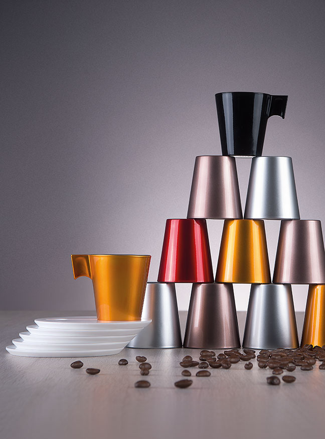 Servizio da caffè con piattini in krion k-life design moderno made in Italy Ves Fine Objects 
