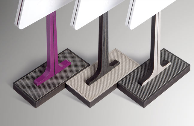 VES Fine Objects lampade design moderno in Krion K-Life e base in legno inciso made in italy