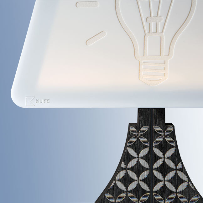 VES Fine Objects lampade design moderno in Krion K-Life e base in legno inciso made in italy