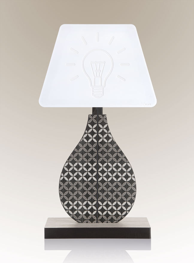 VES Fine Objects lampada design moderno in Krion K-Life e base in legno inciso made in italy