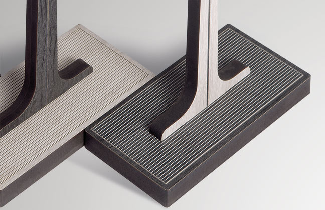 VES Fine Objects lampade design moderno in Krion K-Life e base in legno inciso fatto in Italia