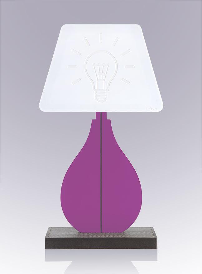 VES Fine Objects lampade design moderno in Krion K-Life e base in legno inciso made in italy